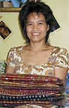 Pure Thai silk fabric with mudee pattern