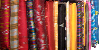Pure Thai silk fabric with mudee pattern